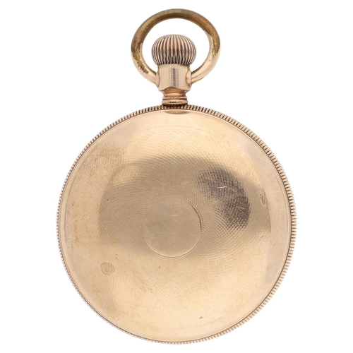 613 - Waterbury Watch Co. 'Charles Benedict' Series K gold plated duplex pocket watch, within an engine tu... 