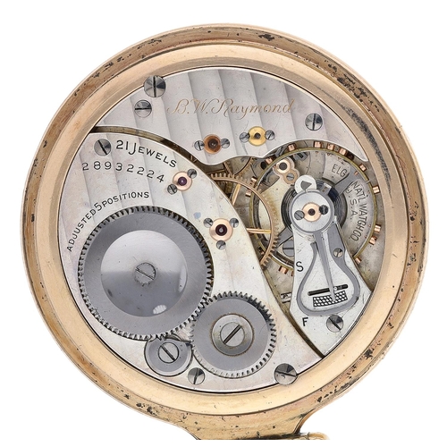 622 - Elgin National Watch Co. 'B.W. Raymond' 10k gold filled lever set pocket watch, serial no. 28932224,... 
