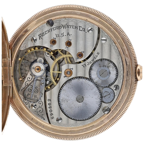 604 - Rockford Watch Co. gold plated lever set hunter pocket watch, serial no. 590862, circa 1902, signed ... 