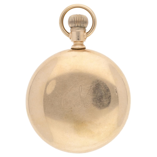 627 - Hampden Watch Co. 'Dueber Grand' gold plated lever set pocket watch, serial no. 2436781, circa 1908,... 