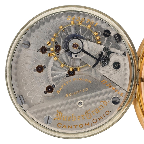 627 - Hampden Watch Co. 'Dueber Grand' gold plated lever set pocket watch, serial no. 2436781, circa 1908,... 