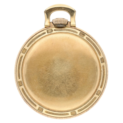 631 - Hamilton Watch Co. 'Railroad Model' gold plated lever set pocket watch, serial no. 1057075, circa 19... 