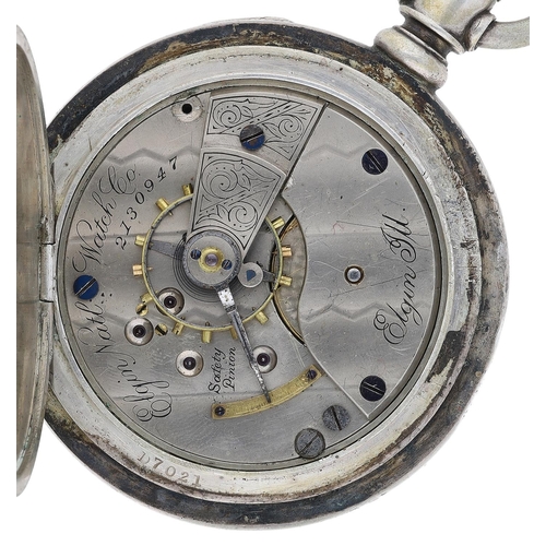 632 - Elgin National Watch Co. lever pocket watch, serial no. 2130947, circa 1886, signed movement with sa... 