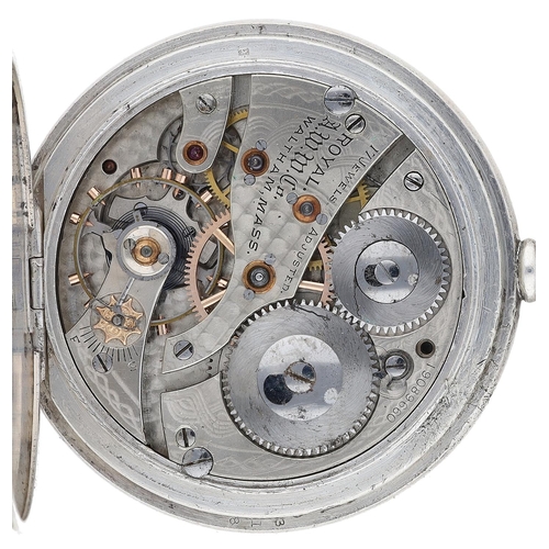 633 - American Waltham 'Royal' silver lever half hunter pocket watch, serial no. 19089660, circa 1913, sig... 