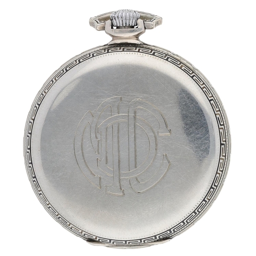 634 - Hamilton Watch Co. 14k white gold filled lever pocket watch, serial no. 3320327, circa 1929, signed ... 