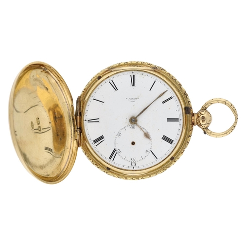 652 - H. Delolme, London - William IV 18ct duplex hunter pocket watch, London 1837, signed fusee movement,... 