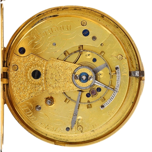 652 - H. Delolme, London - William IV 18ct duplex hunter pocket watch, London 1837, signed fusee movement,... 
