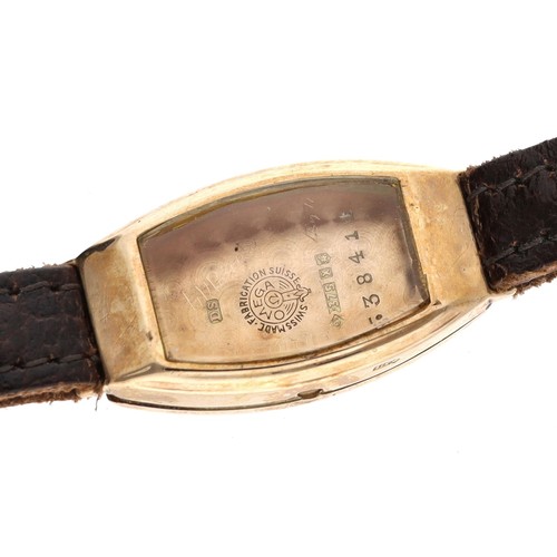 234 - Omega 9ct rectangular wire-lug lady's wristwatch, import hallmarks Edinburgh 1931, serial no. 7735xx... 
