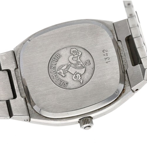 237 - Omega Seamaster Quartz stainless steel gentleman's wristwatch, squared silvered dial, Omega bracelet... 