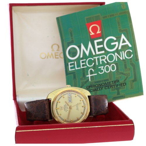 239 - Omega Genéve Chronometer Electronic f300Hz gold plated and stainless steel gentleman's wristwatch, r... 