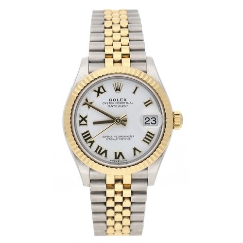 278 - Rolex Oyster Perpetual Datejust 31 midsize gold and stainless steel wristwatch, reference no. 278273... 