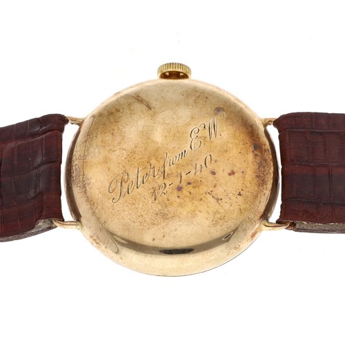 276 - Rolex 9ct wire-lug gentleman's wristwatch, import hallmarks Glasgow 1928, circular silvered dial wit... 