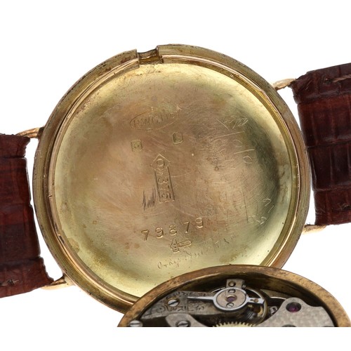 276 - Rolex 9ct wire-lug gentleman's wristwatch, import hallmarks Glasgow 1928, circular silvered dial wit... 