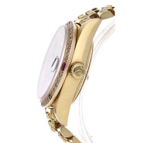 279 - Rolex Oyster Perpetual Day-Date 18ct ruby and diamond set gentleman's wristwatch, reference no. 1803... 