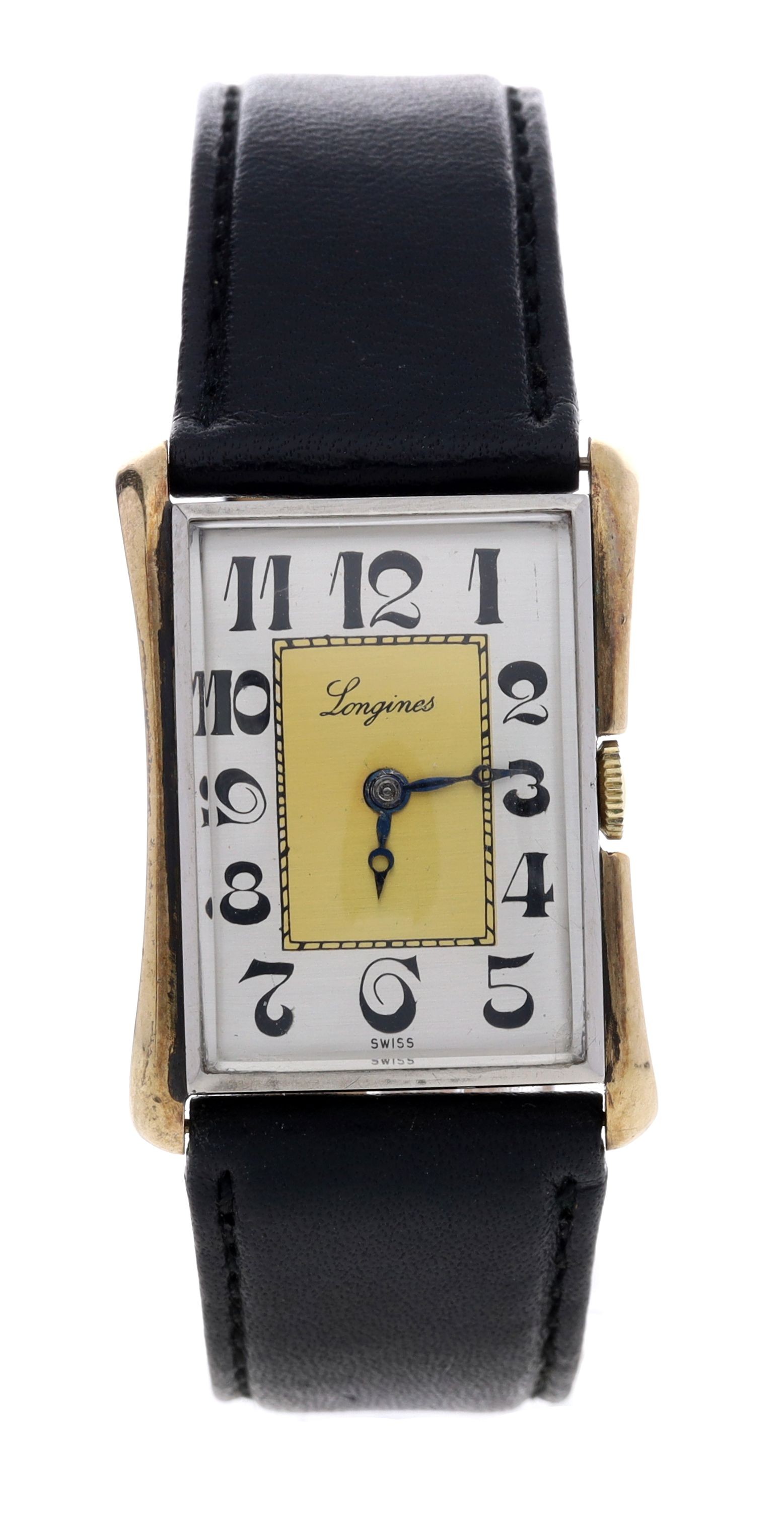 Longines rectangular 'hourglass' curved stainless steel and gold ...