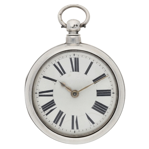 640 - John Howle, East Grimstead - 19th century silver pair cased verge pocket watch, London 1857, signed ... 