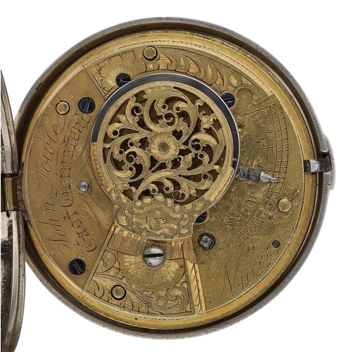 640 - John Howle, East Grimstead - 19th century silver pair cased verge pocket watch, London 1857, signed ... 