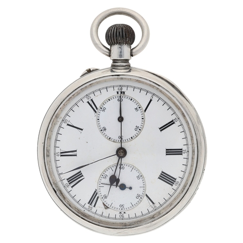 642 - J.W. Benson, London - Swiss silver (0.935) centre seconds chronograph lever pocket watch, gilt frost... 