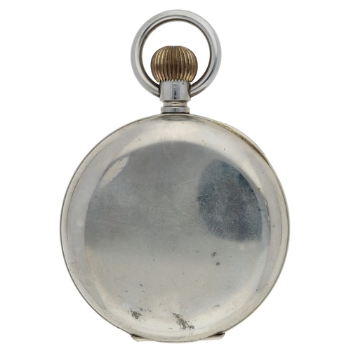 646 - Swiss 8 Days Goliath nickel cased lever pocket watch, the movement stamped Brevet+33236, hinged cuve... 