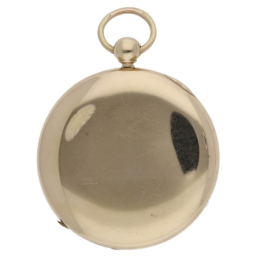 647 - Silver gilt detached lever pocket watch, gilt frosted bar movement, metal hinged cuvette inscribed '... 
