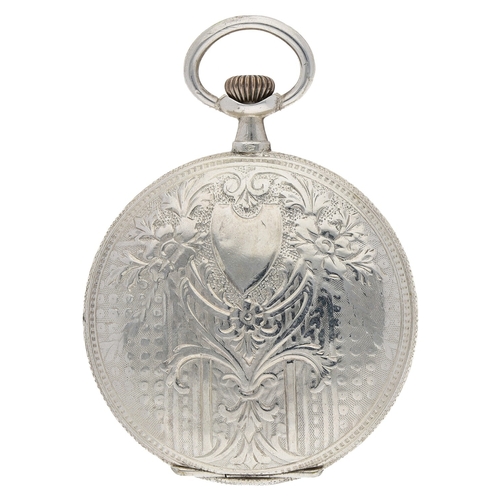 648 - Attractive silver (0.800) lever set hunter pocket watch, the movement with compensated balance and r... 
