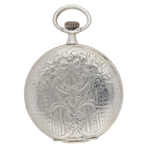 648 - Attractive silver (0.800) lever set hunter pocket watch, the movement with compensated balance and r... 