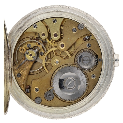 648 - Attractive silver (0.800) lever set hunter pocket watch, the movement with compensated balance and r... 