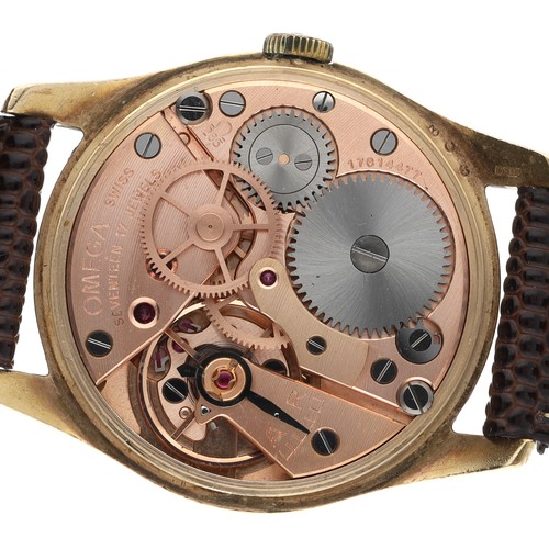 253 - Omega 9ct gentleman's wristwatch, reference no. 928, serial no. 17814xxx, Birmingham 1960, circular ... 