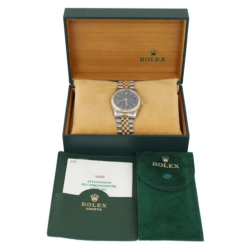261 - Rolex Oyster Perpetual Datejust gold and stainless steel wristwatch, reference no. 16233, serial no.... 