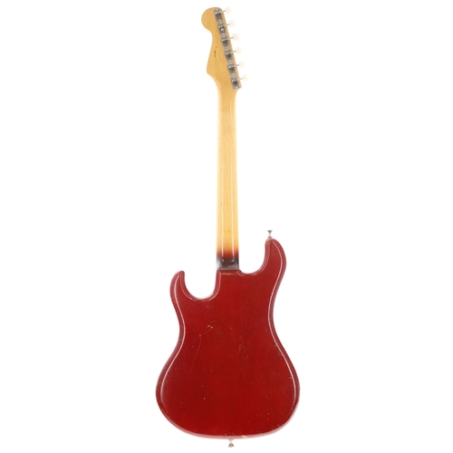 26 - 1960s Watkins Rapier 33 electric guitar, made in England; Body: red finish, lacquer checking through... 