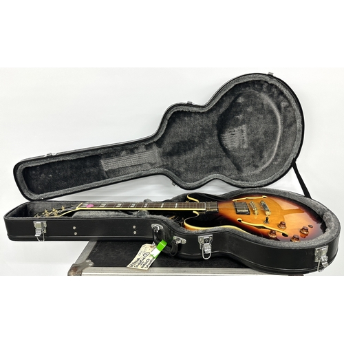 201 - 2010 Epiphone Sheraton II semi-hollow body left-handed electric guitar, made in China; Body: sunburs... 