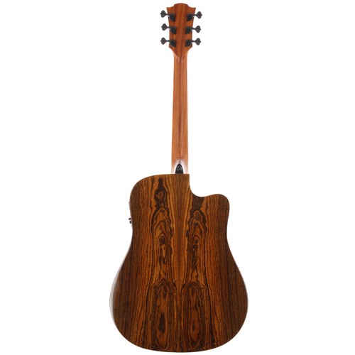 186 - Lag Hyvibe Tramontane THV30DCE left-handed electro-acoustic smart guitar; Back and sides: Bocote; To... 