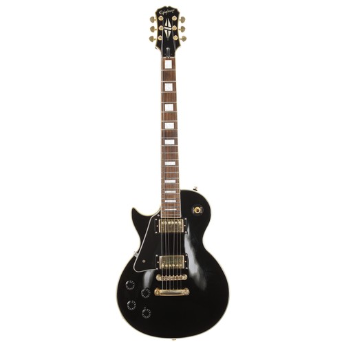 197 - 2003 Epiphone Les Paul Custom left-handed electric guitar, made in Indonesia; Body: ebony finish, li... 
