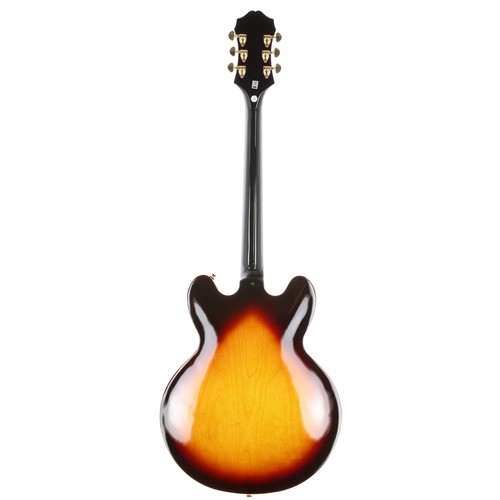 201 - 2010 Epiphone Sheraton II semi-hollow body left-handed electric guitar, made in China; Body: sunburs... 