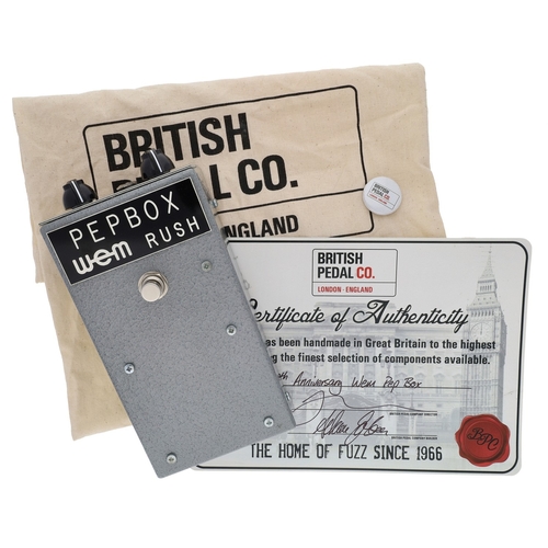 1258 - British Pedal Co 50th Anniversary WEM Pepbox guitar pedal, made in England, with original box and ce... 
