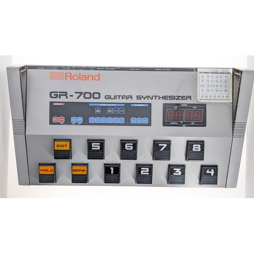 218 - 1984 Roland G-707 guitar controller with GR-700 Synth pedal unit, made in Japan; Body: metallic pewt... 