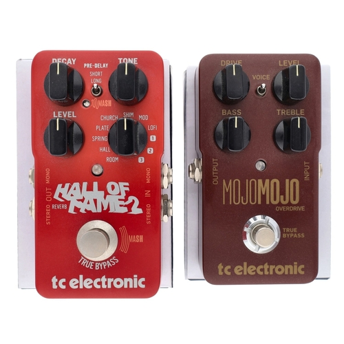 1321 - TC Electronic Hall of Fame 2 reverb guitar pedal, boxed; together with a TC Electronic Mojo Mojo Ove... 
