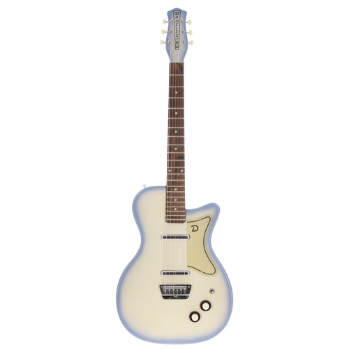 222 - Danelectro '56 electric guitar, made in Korea; Body: blue burst finish with white edging; Neck: good... 