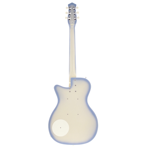 222 - Danelectro '56 electric guitar, made in Korea; Body: blue burst finish with white edging; Neck: good... 
