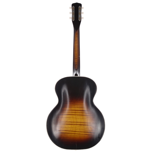 228 - 1950s Harmony H1215 archtop guitar, made in USA; Body: sunburst finish, restorations including hairl... 