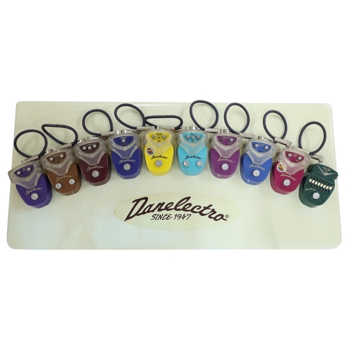 1295 - Danelectro Mini pedal display board, fitted with the full range of Mini Series pedals including BLT,... 
