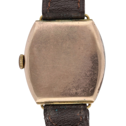 7 - Rolco (Rolex) 9ct cushion cased wire-lug gentleman's wristwatch, import hallmarks Glasgow 1927, silv... 