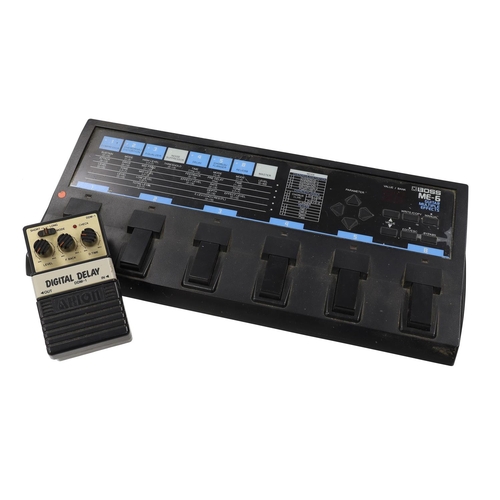 1480 - Arion DDM-1 Digital Delay guitar pedal; together with a Boss ME-6 Multi-Effects guitar pedal (2)*Ple... 