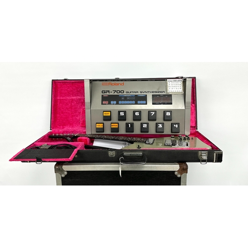 218 - 1984 Roland G-707 guitar controller with GR-700 Synth pedal unit, made in Japan; Body: metallic pewt... 