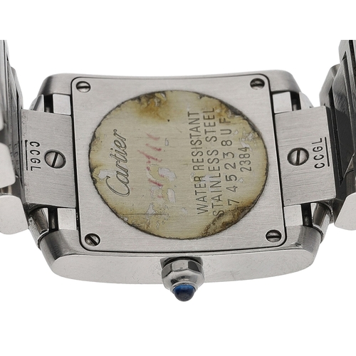 27 - Cartier Tank Francaise stainless steel lady's wristwatch, reference no. 2384, serial no. 74523xxx, c... 