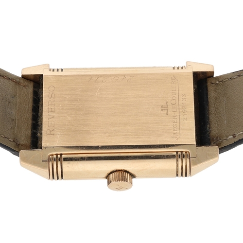 51 - Jaeger Le-Coultre Reverso 8 Day 18ct rose gold gentleman's wristwatch, serial no. 2192xxx, rectangul... 