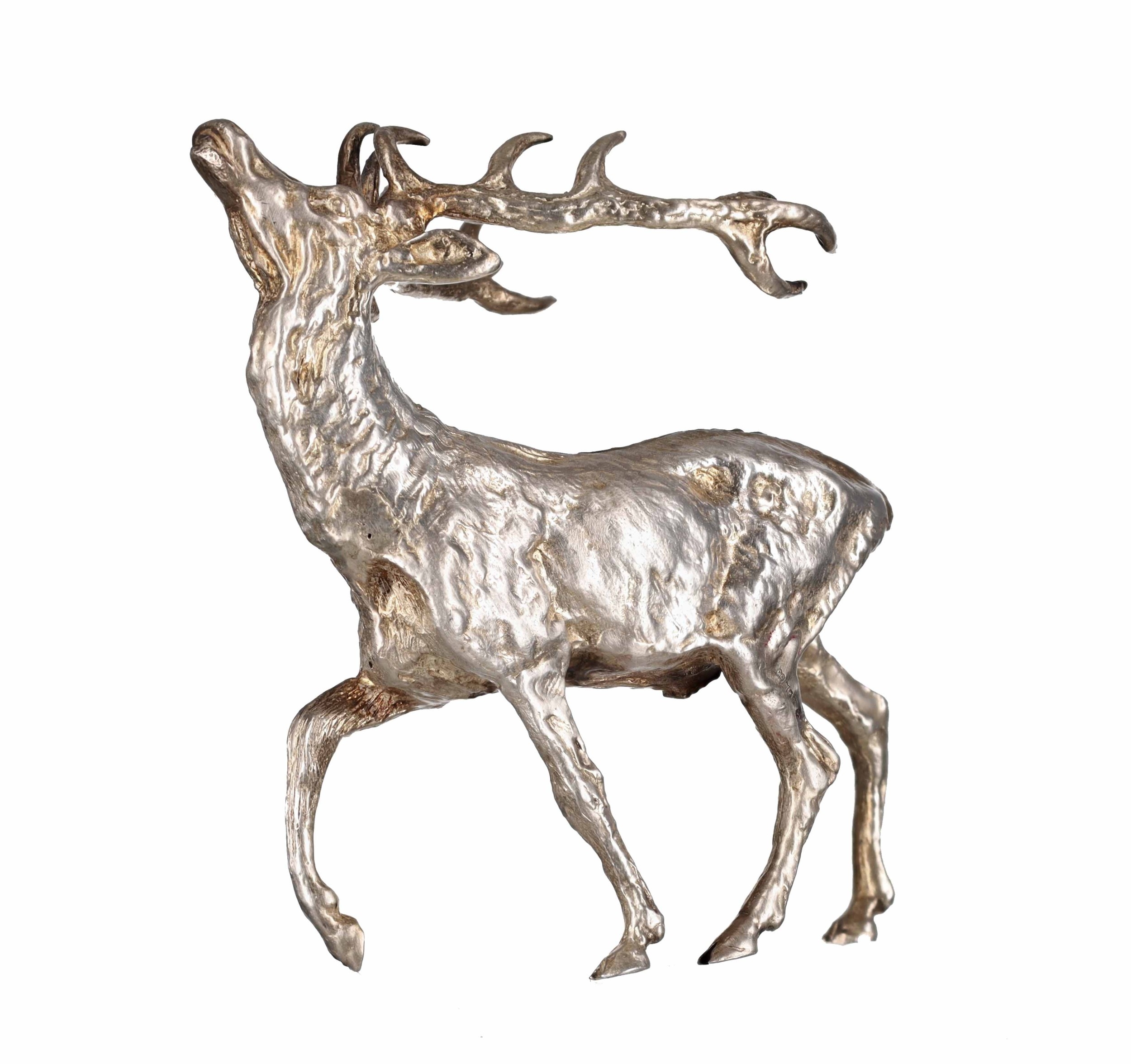 Cast silver figural study of a stag, maker G Ld, Birmingham 1980, 5 ...