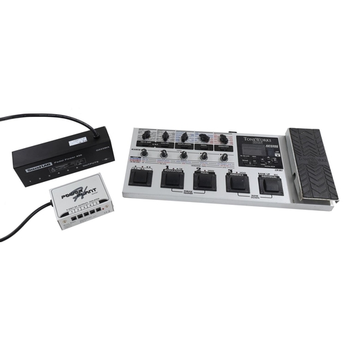1449 - Korg Toneworks AX1500G guitar pedal, boxed; together with a SoundLab Pedal Power 450 power bank and ... 