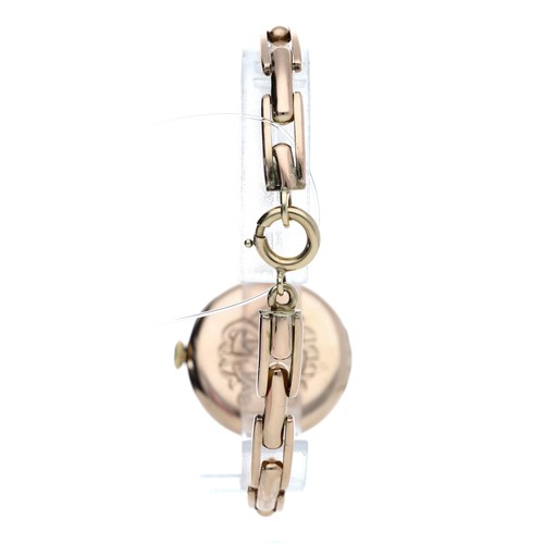 6 - Rolex 9ct half hunter lady's wristwatch, import hallmarks London 1922, signed silvered guilloche dia... 