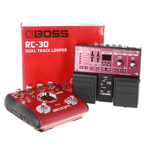 1481 - Boss RC-30 Dual Track Looper guitar pedal, boxed; together with a Zoom B2 bass effects guitar pedal ... 
